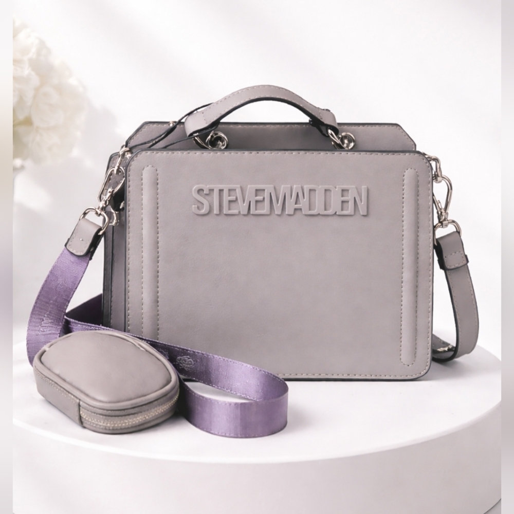 NWT Steve Madden Taupe Structured Satchel Crossbody Bag With Coin Pouch
